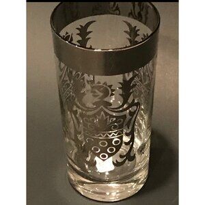 Kimiko Guardian Shield Crest Vintage Highball Glass Silver Design | Vintage 60's